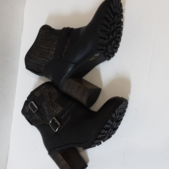 CHINESE LAUNDRY boots Women’s 10 Black Cable Knit Buckle Accent Leafy Round Toe - Picture 8 of 16